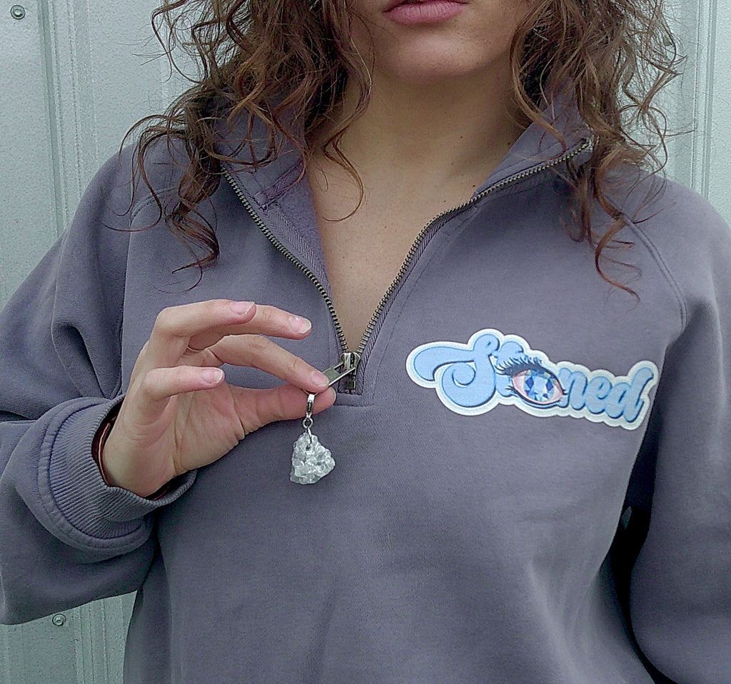 Raw Blue Calcite STONED Keychain