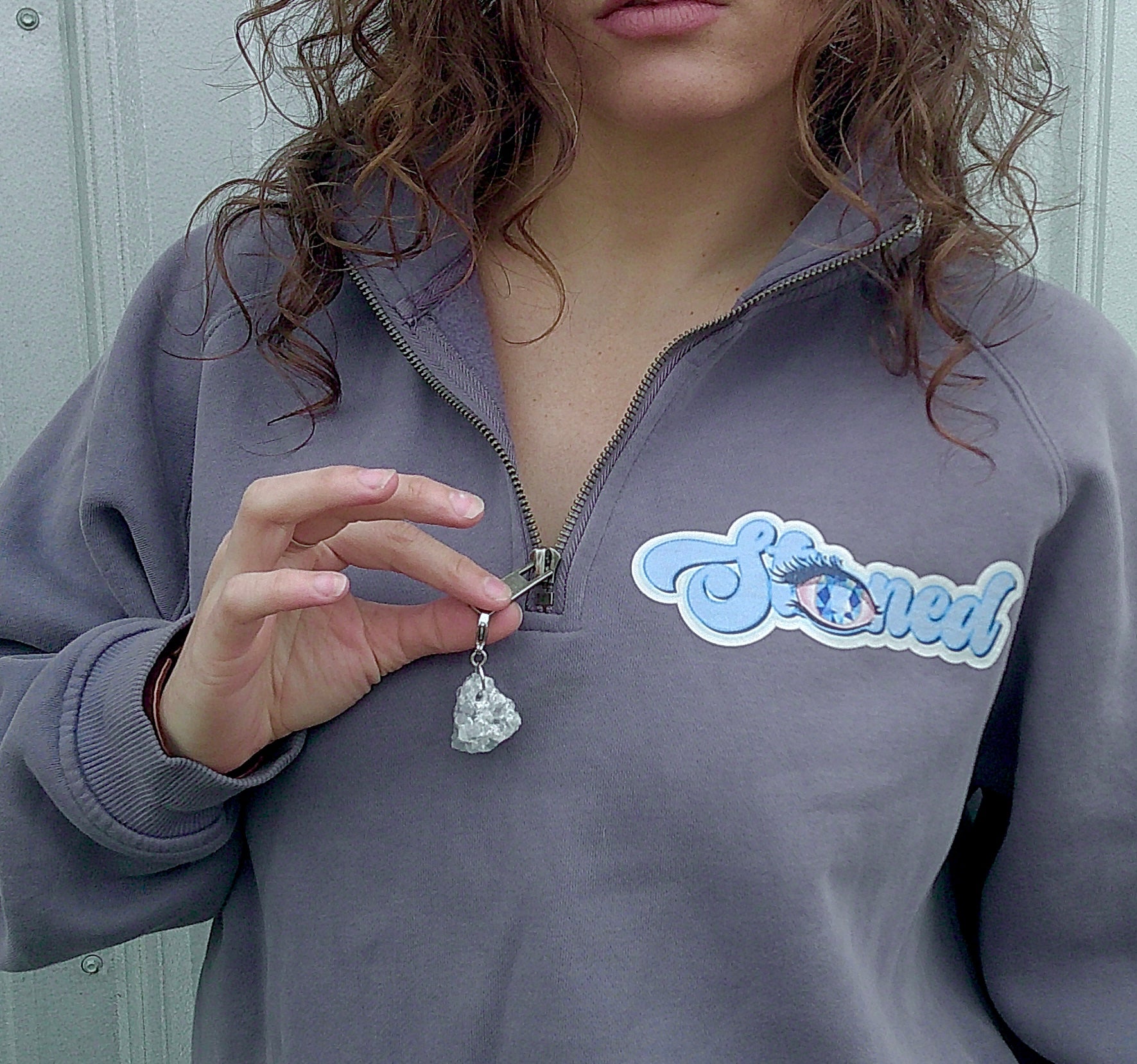 Raw Blue Calcite STONED Keychain