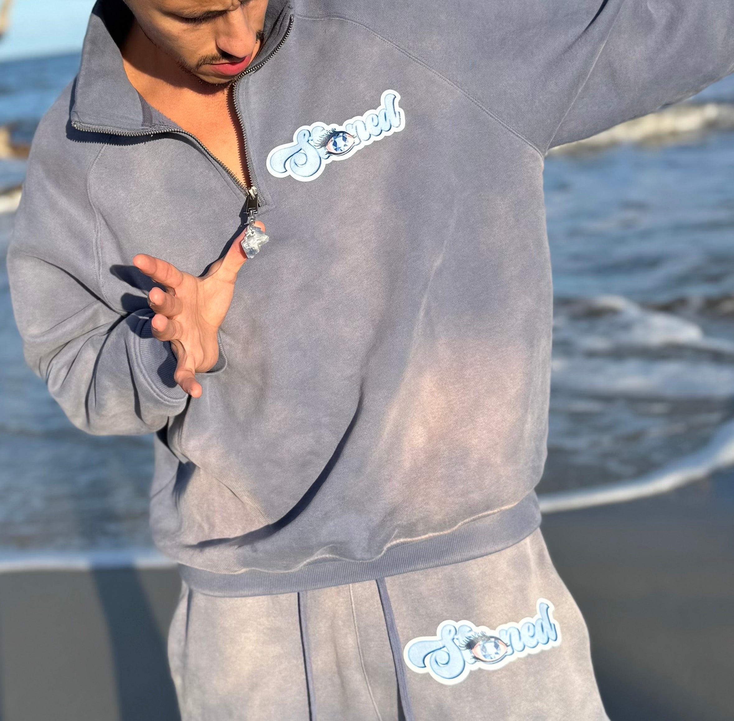 Raw Blue Calcite STONED Keychain