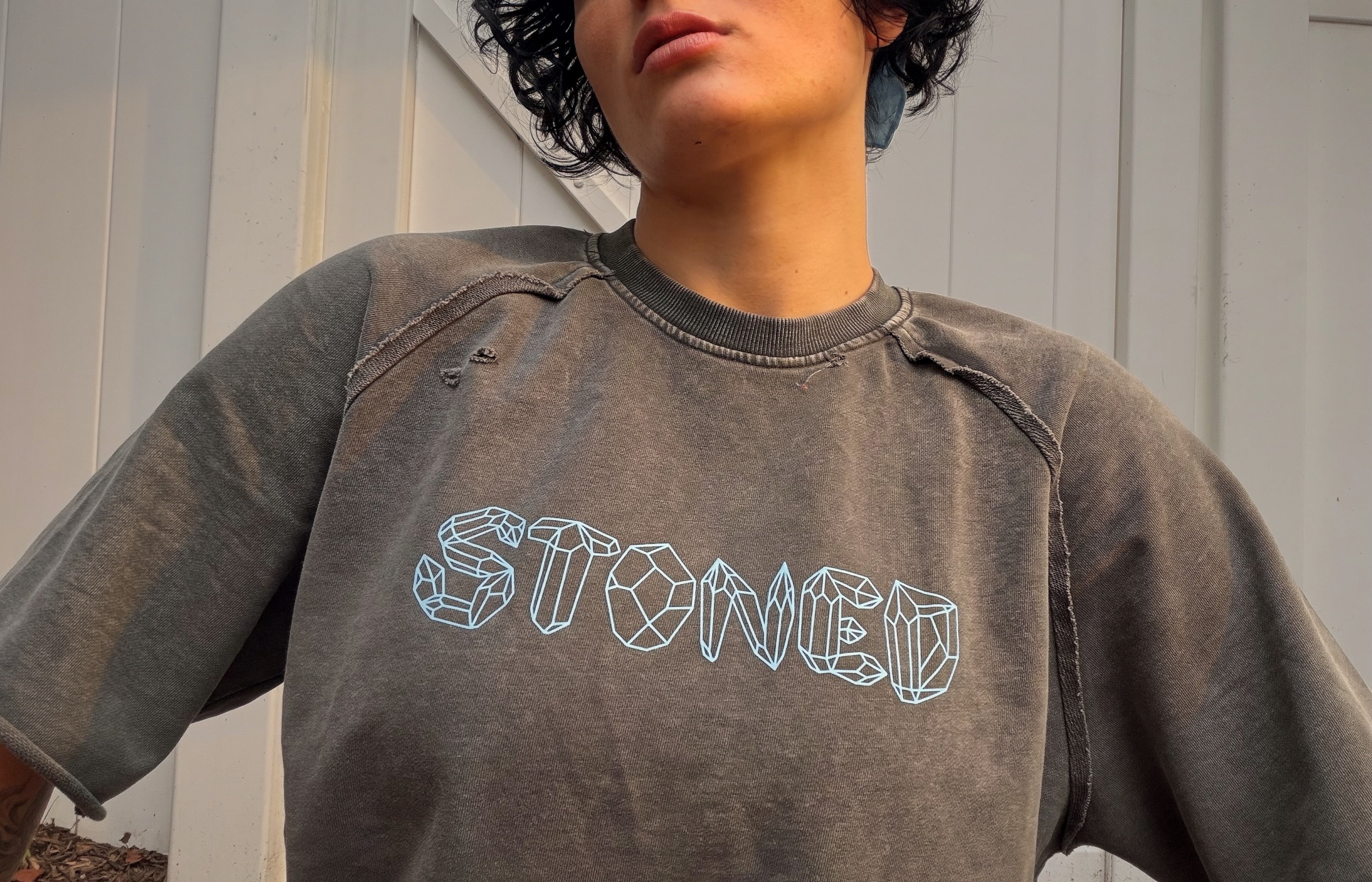 Distressed Oversized Stoned T-Shirt