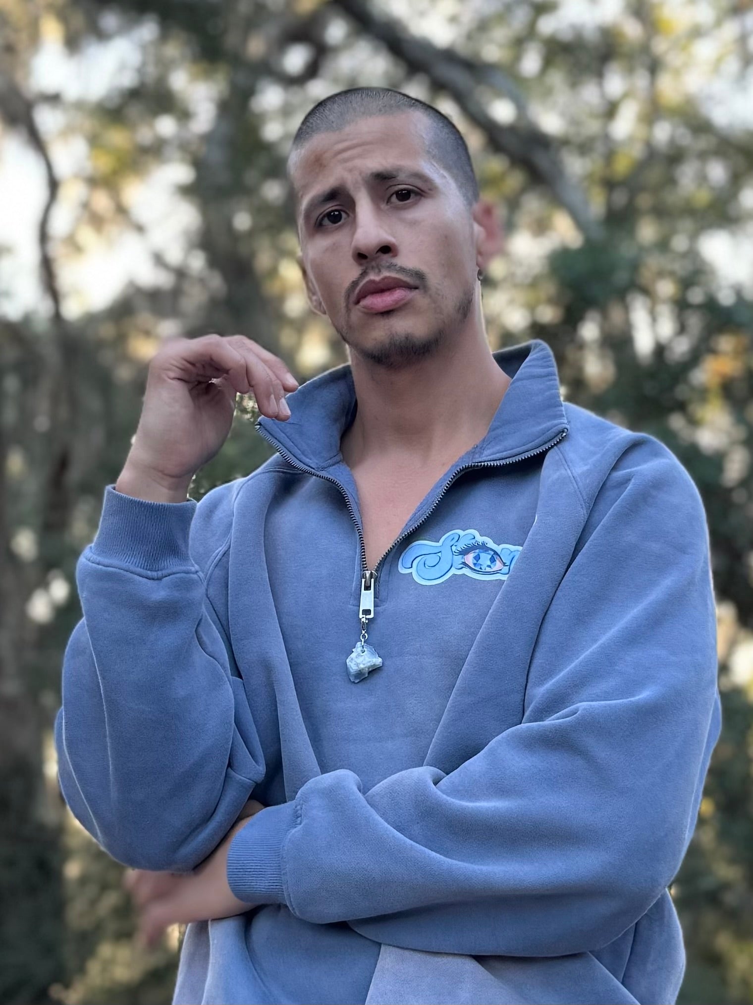 Raw Blue Calcite STONED Keychain