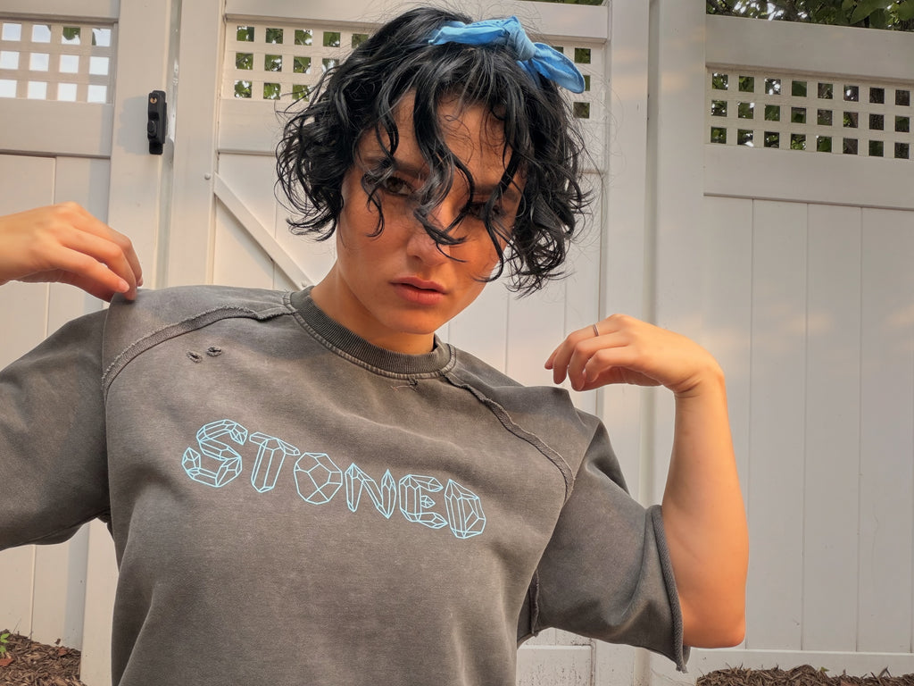 Distressed Oversized Stoned T-Shirt