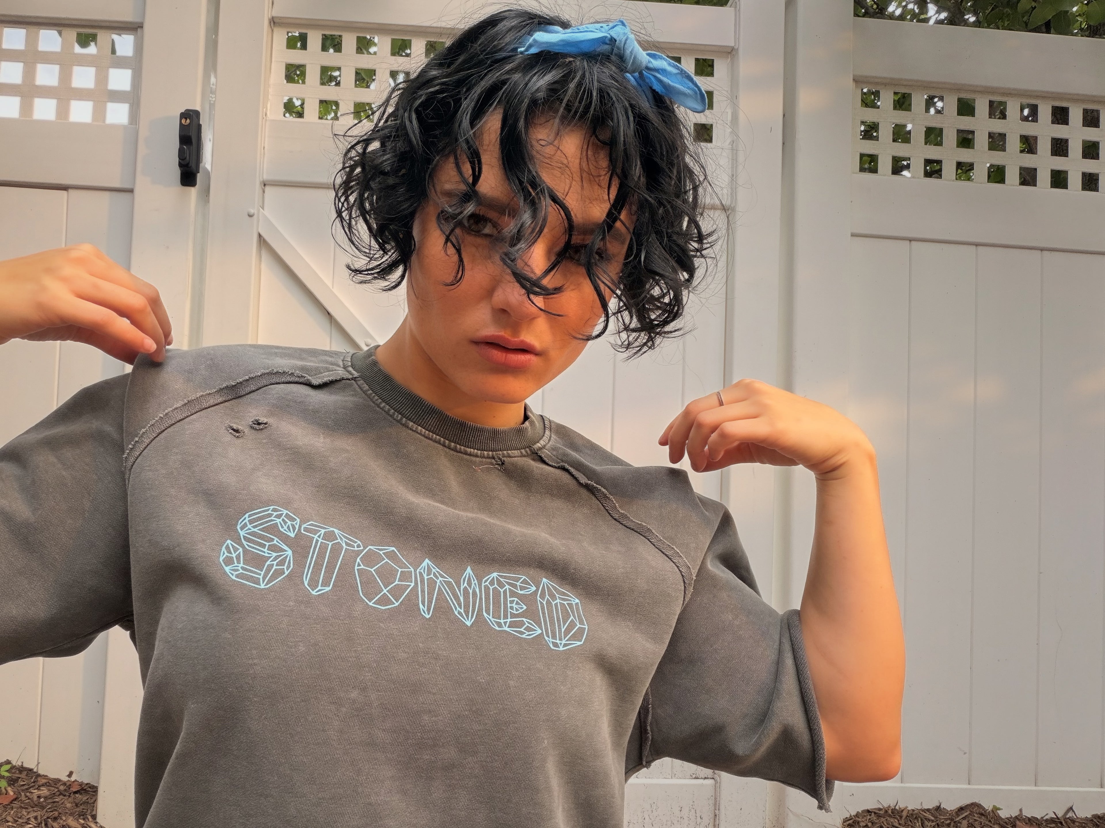 Distressed Oversized Stoned T-Shirt