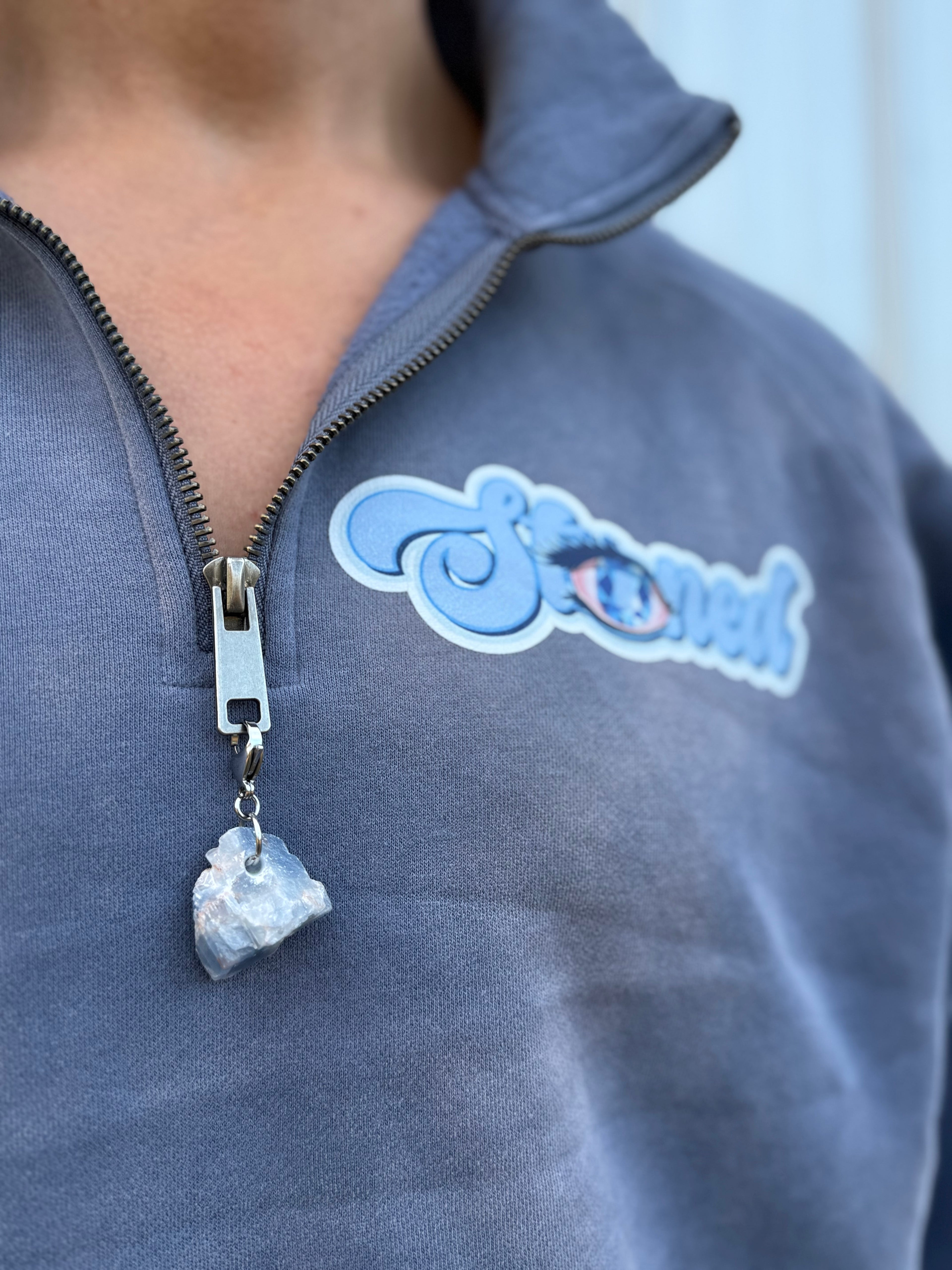 Raw Blue Calcite STONED Keychain
